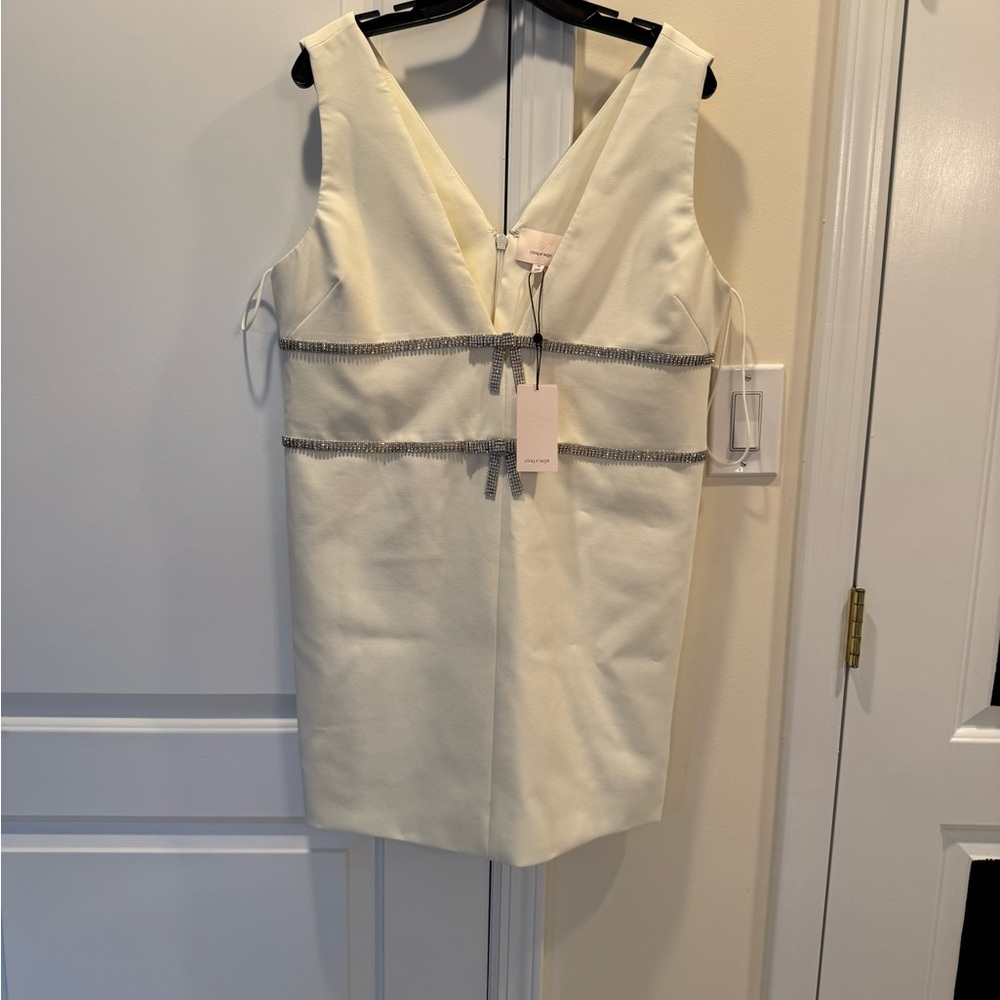 Cinq à Sept Cream Dress with Silver Embellishments - Picture 2 of 5